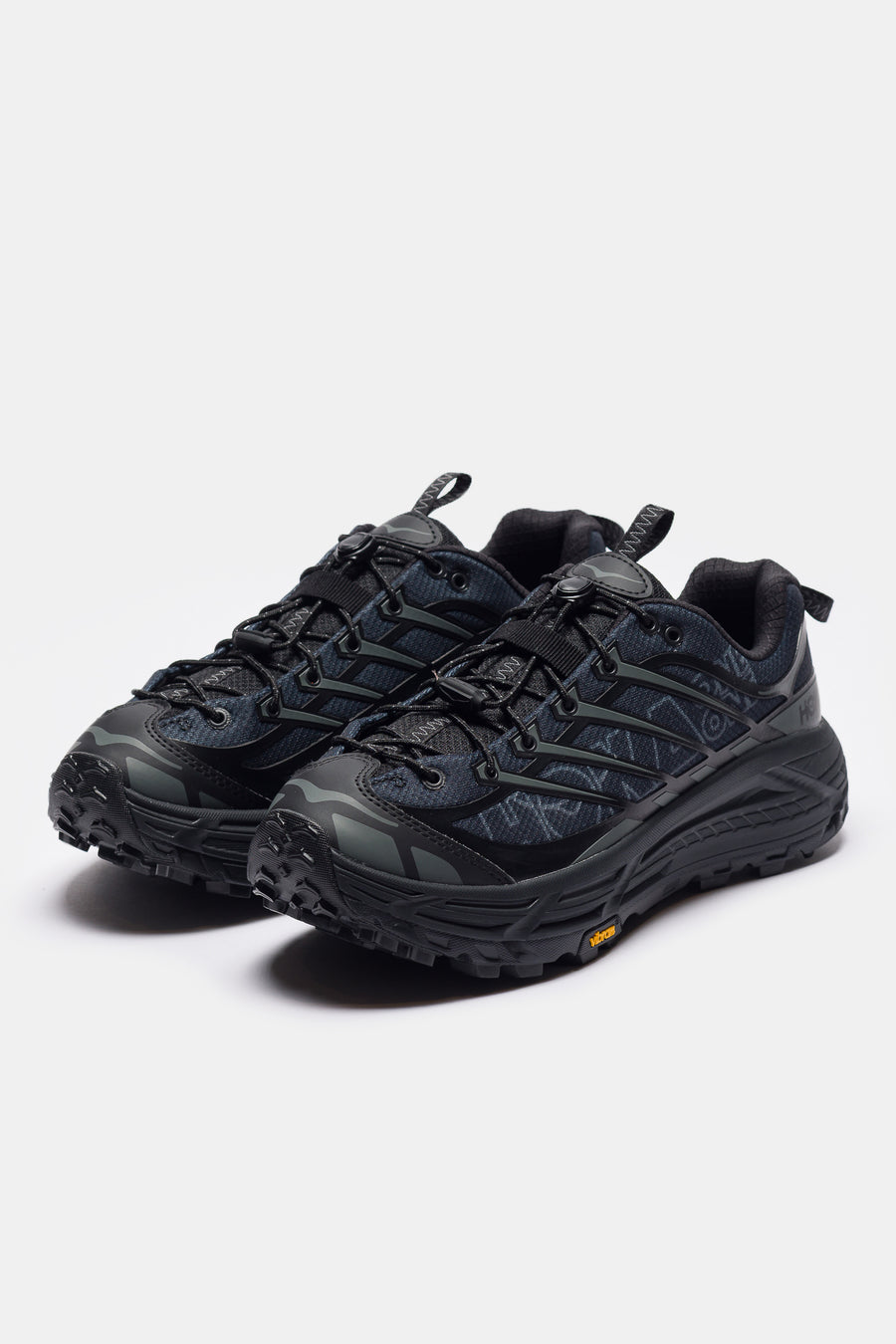 HOKA Mafate Three2 Wordmark Sneaker in Black/Outer Orbit - Notre