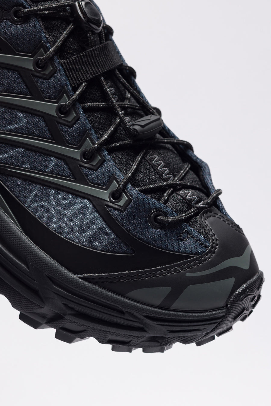 HOKA Mafate Three2 Wordmark Sneaker in Black/Outer Orbit - Notre