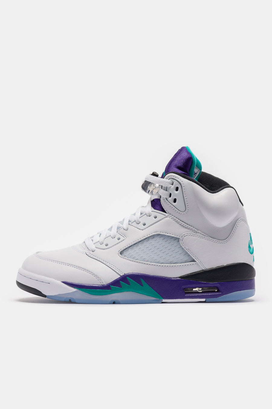 Jordan Air Jordan 5 Retro Sneaker in White/New Emerald/Grape Ice/Black - Notre