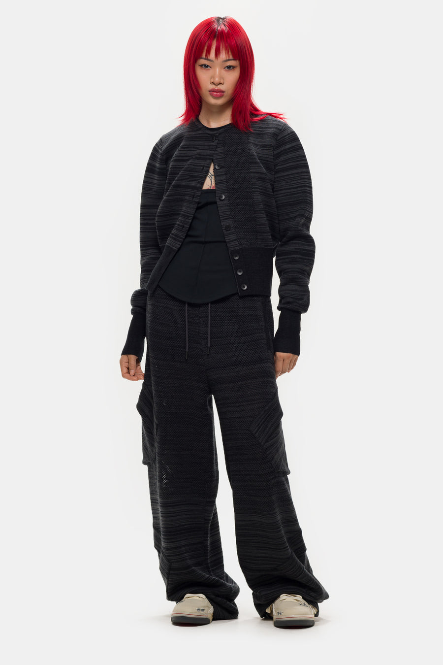 Jordan Téla Knit Cardigan in Dark Smokey Grey/Black - Notre