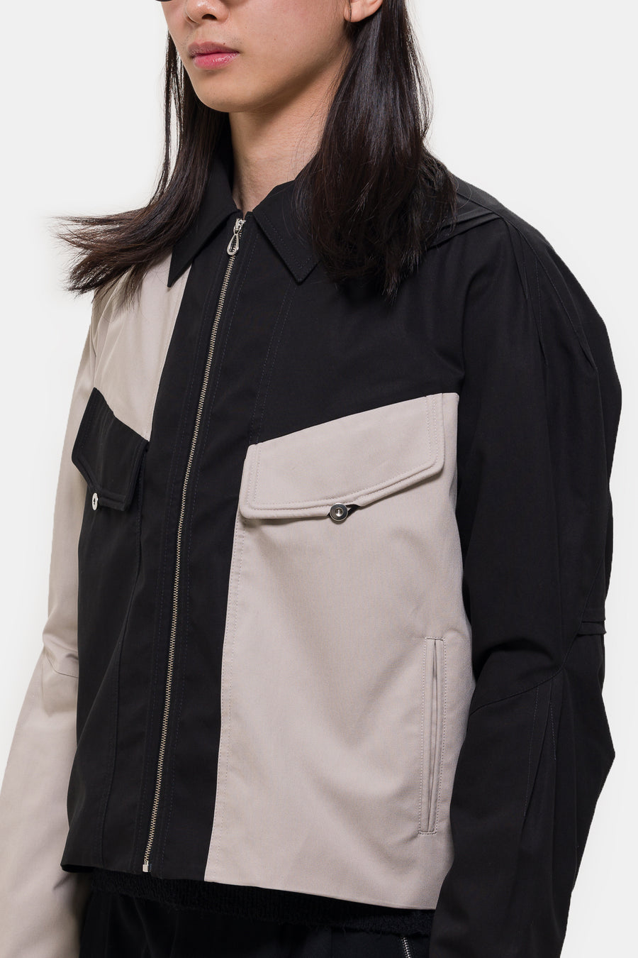 KIKO KOSTADINOV Alec K-Dart Blouson Jacket in Seedpearl/Black Sable - Notre