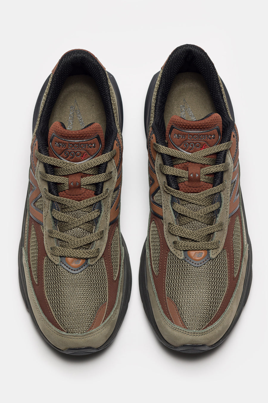 New Balance Made in USA 990 V6 Sneaker in Dark Camo/Rich Oak/Black Cement - Notre