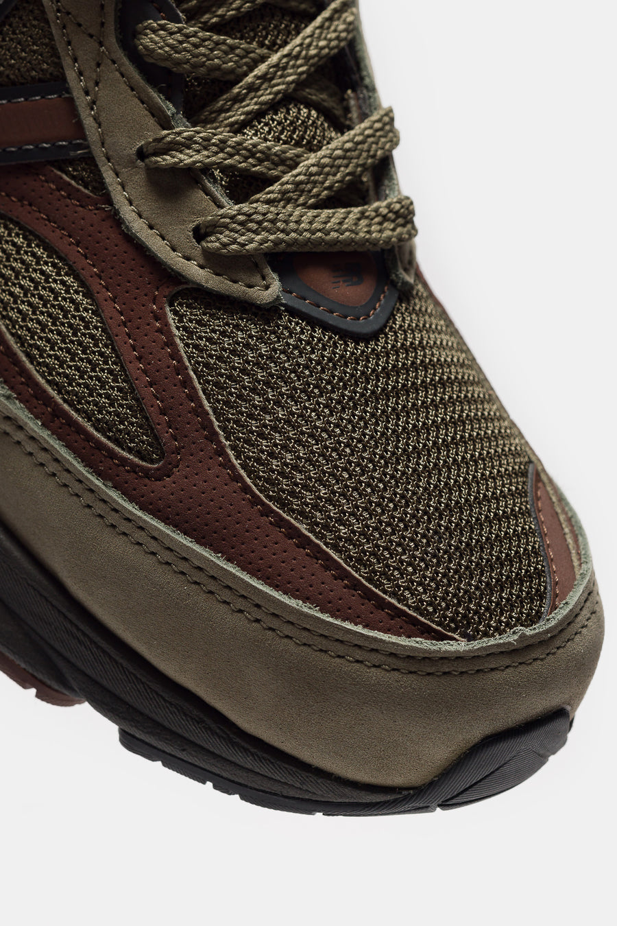 New Balance Made in USA 990 V6 Sneaker in Dark Camo/Rich Oak/Black Cement - Notre
