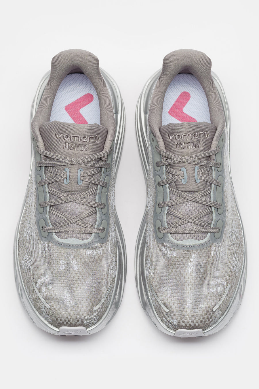 Nike Vomero Premium Sneaker in Geyser Grey/Peony/Metallic Silver - Notre
