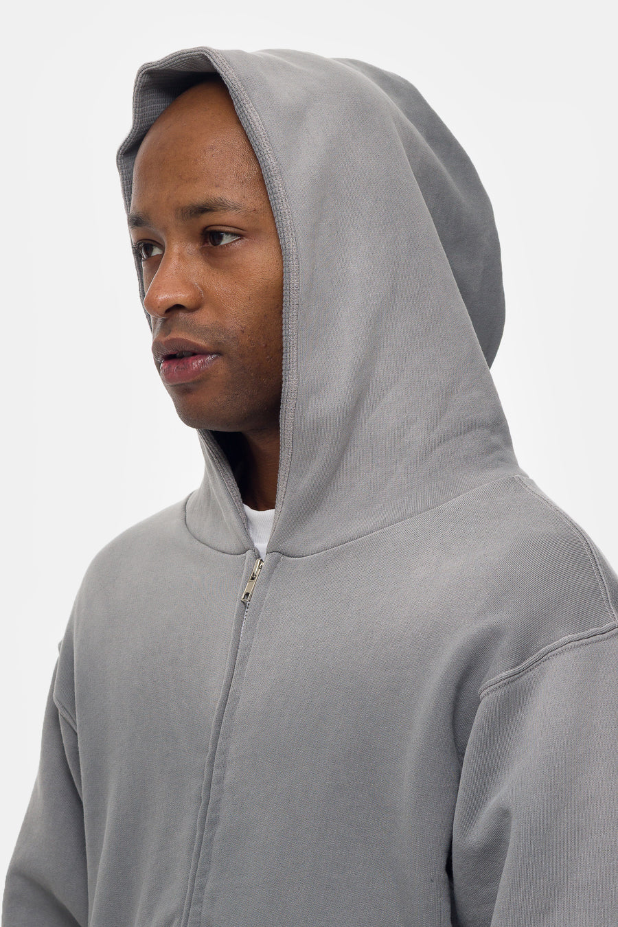 Notre Washed Thermal Lined Zip Up Hoodie in Steel Grey - Notre