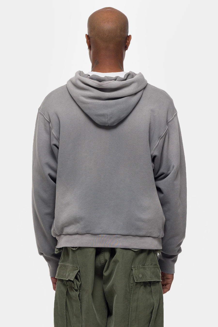 Notre Washed Thermal Lined Zip Up Hoodie in Steel Grey - Notre
