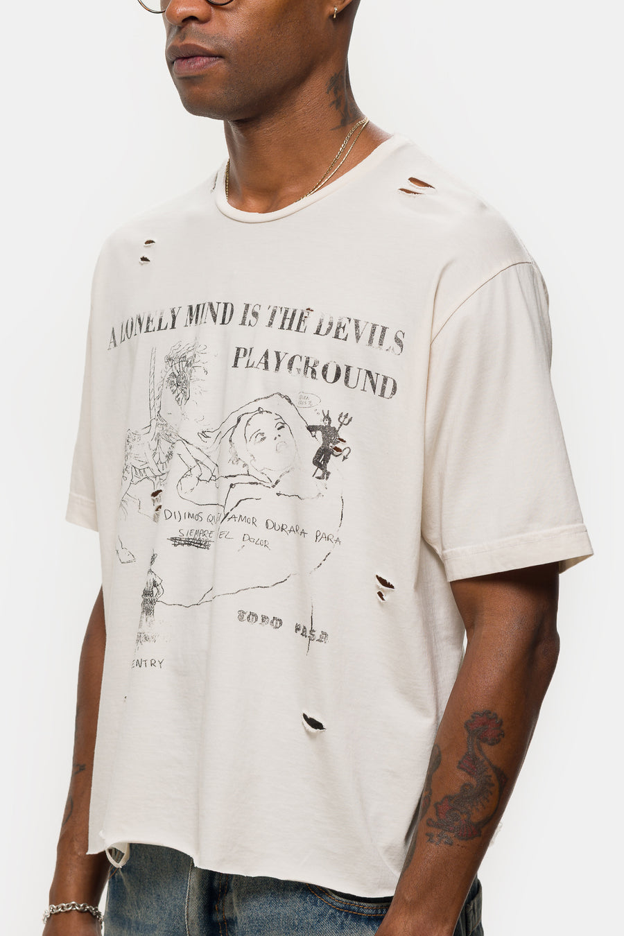 TODO PASA A Lonely Mind T-Shirt in Creme - Notre