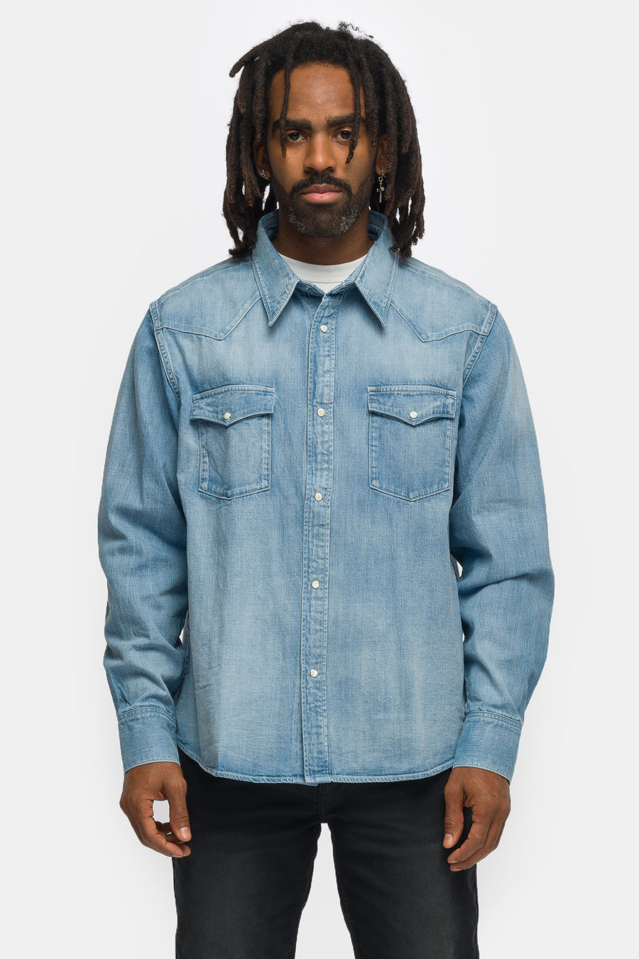 visvim Social Sculpture DMGD Shirt in Light Indigo - Notre