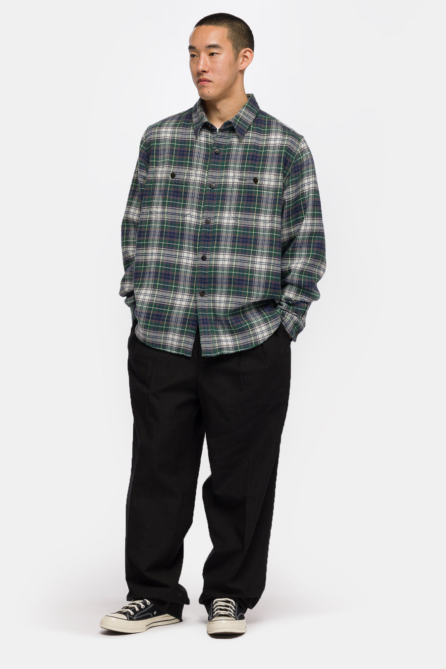 visivm Larrikan Check Shirt in Green - Notre