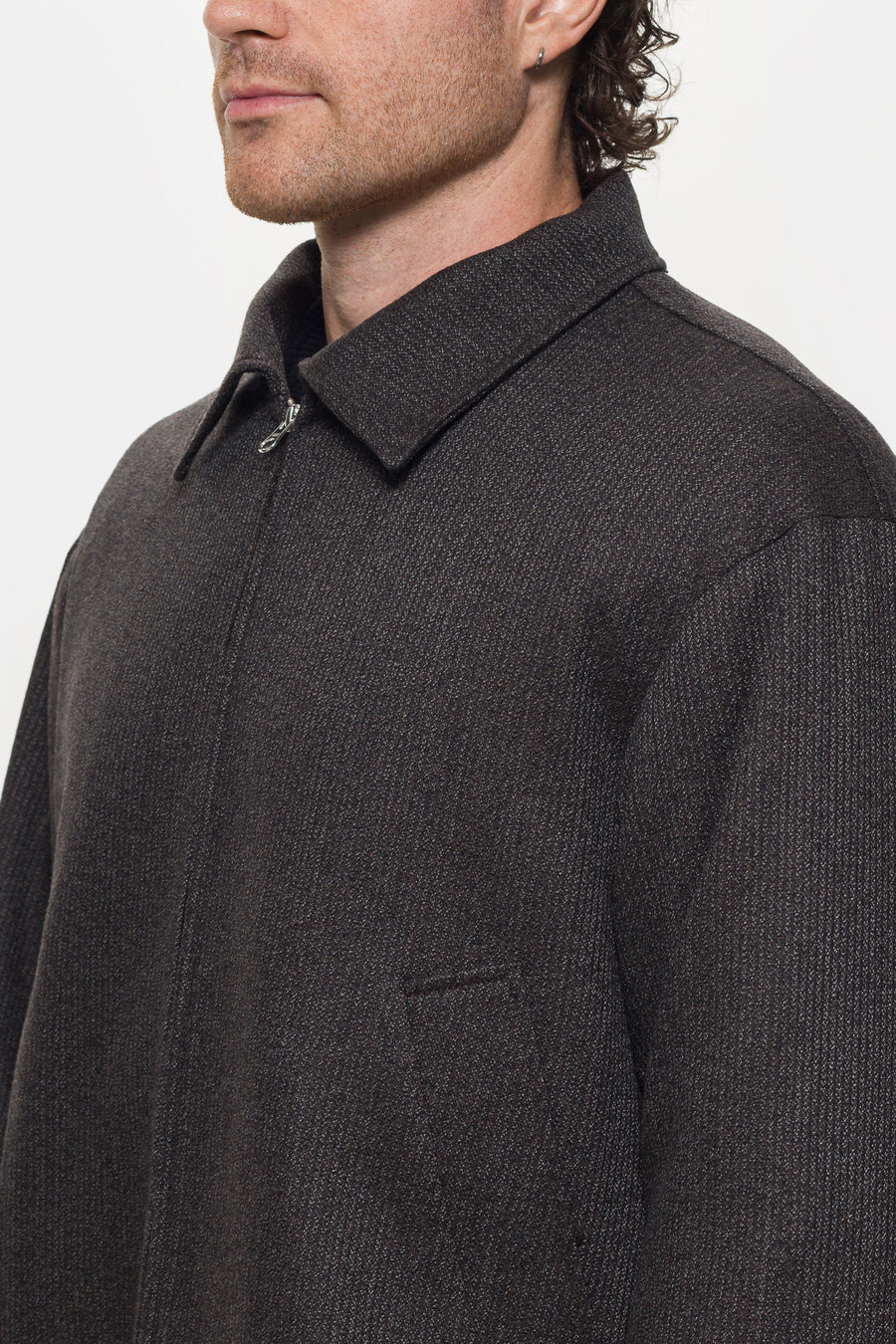 mfpen Mail Jacket in Brown Melange Stripe - Notre