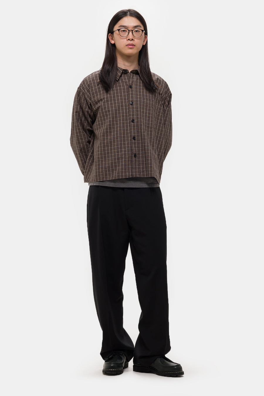 mfpen Priority Shirt in Brown Linen Check - Notre