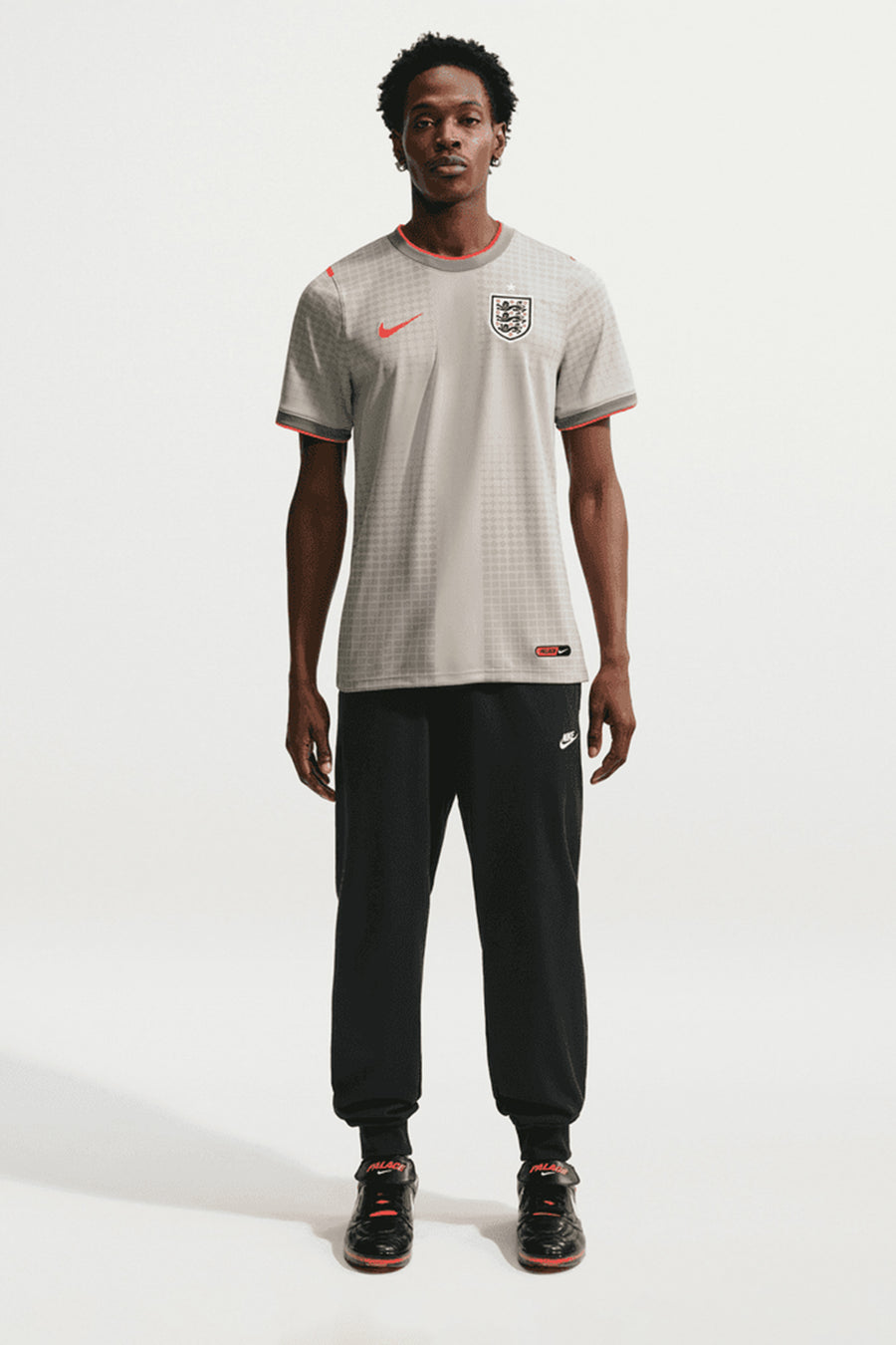Nike Palace x England Academy Pro Soccer Top in Pewter Grey/Bright Crimson - Notre