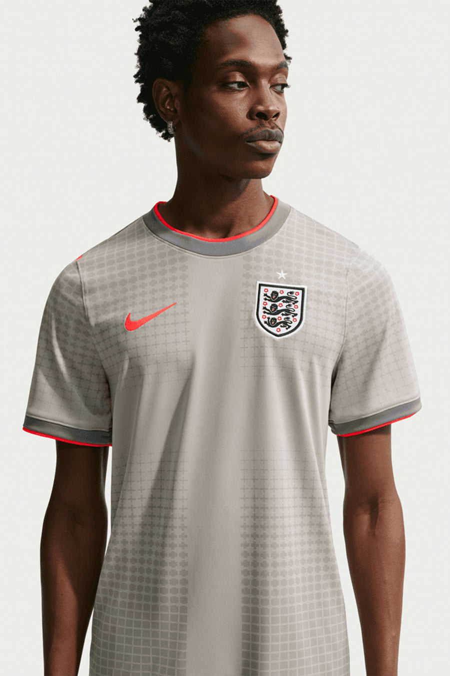 Nike Palace x England Academy Pro Soccer Top in Pewter Grey/Bright Crimson - Notre